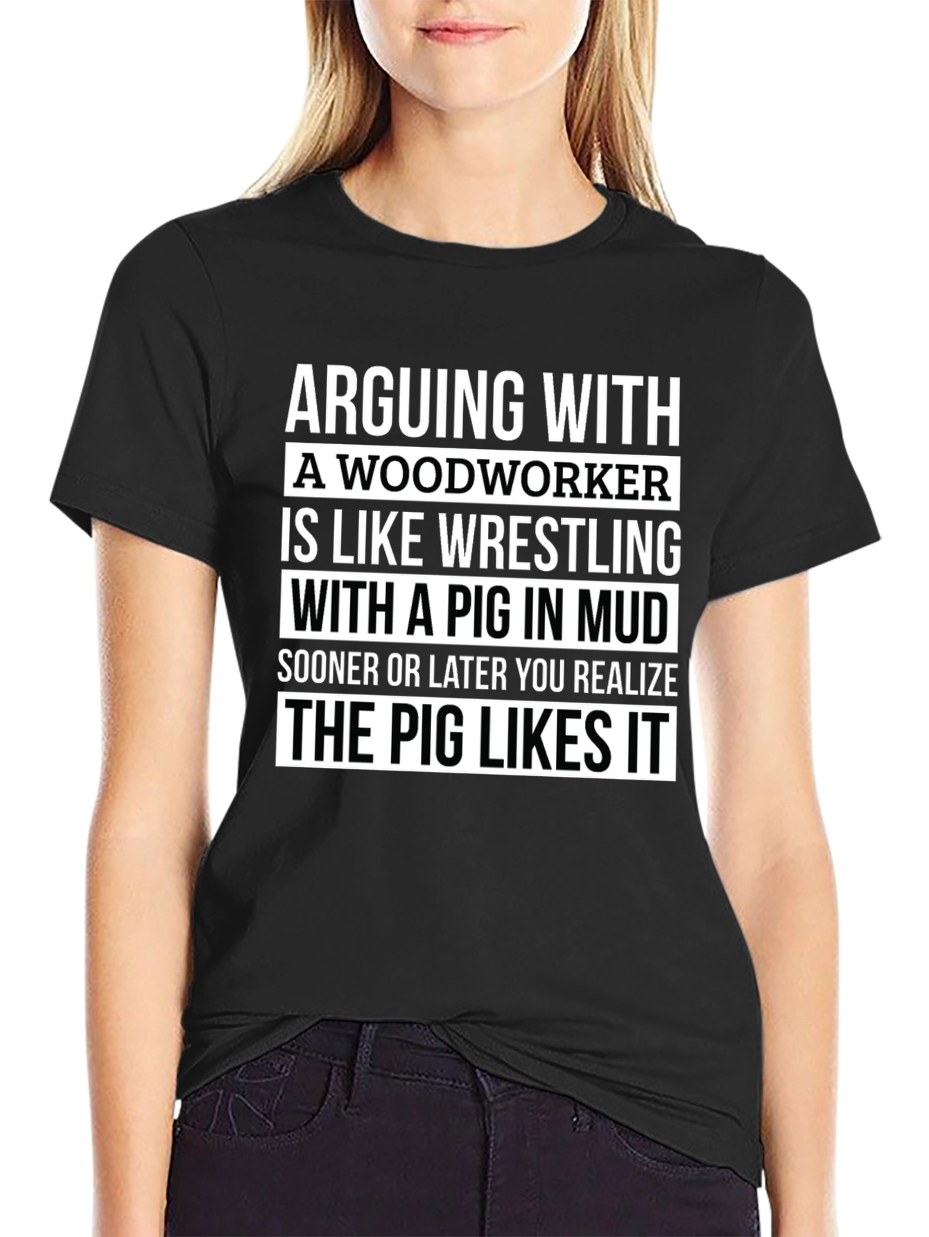Woodworker Pig T-Shirt - Funny Carpentry Tee