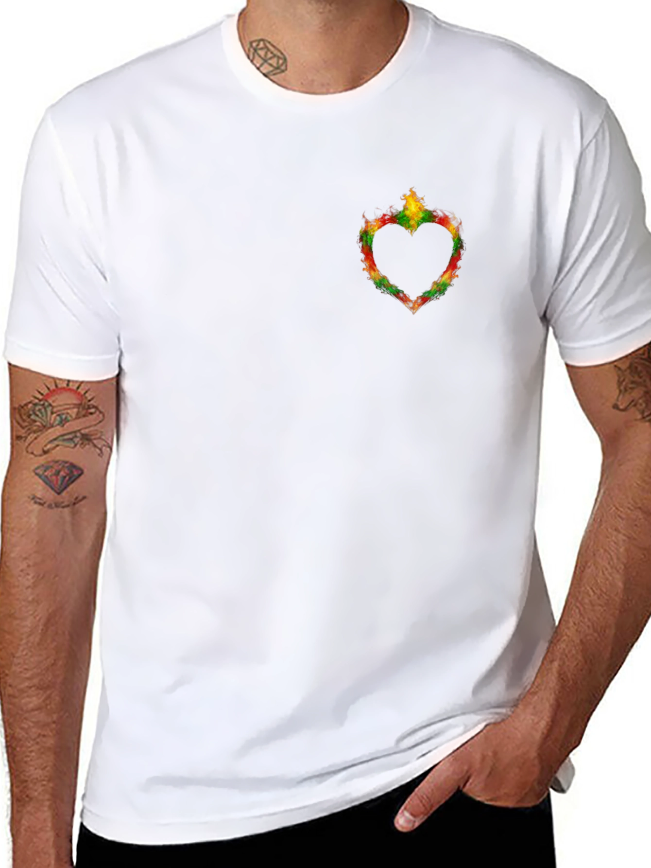 Heart Flame Graphic Black T-Shirt