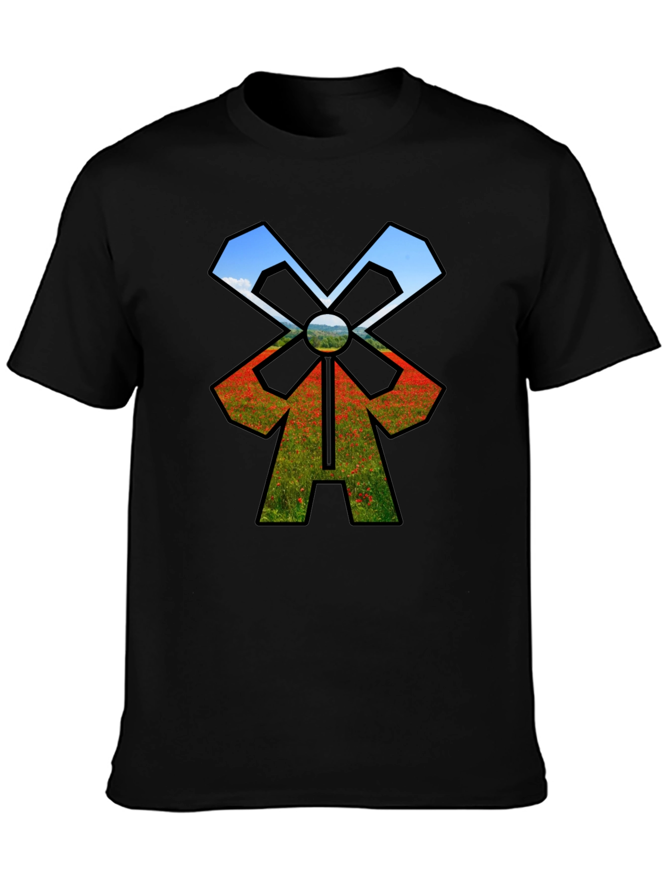 Nature Windmill T-Shirt - Black Unique Design