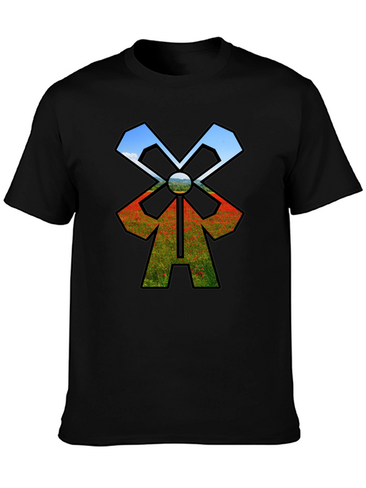 Nature Windmill T-Shirt - Black Unique Design