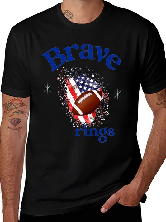 Brave Rings Patriotic Football T-Shirt