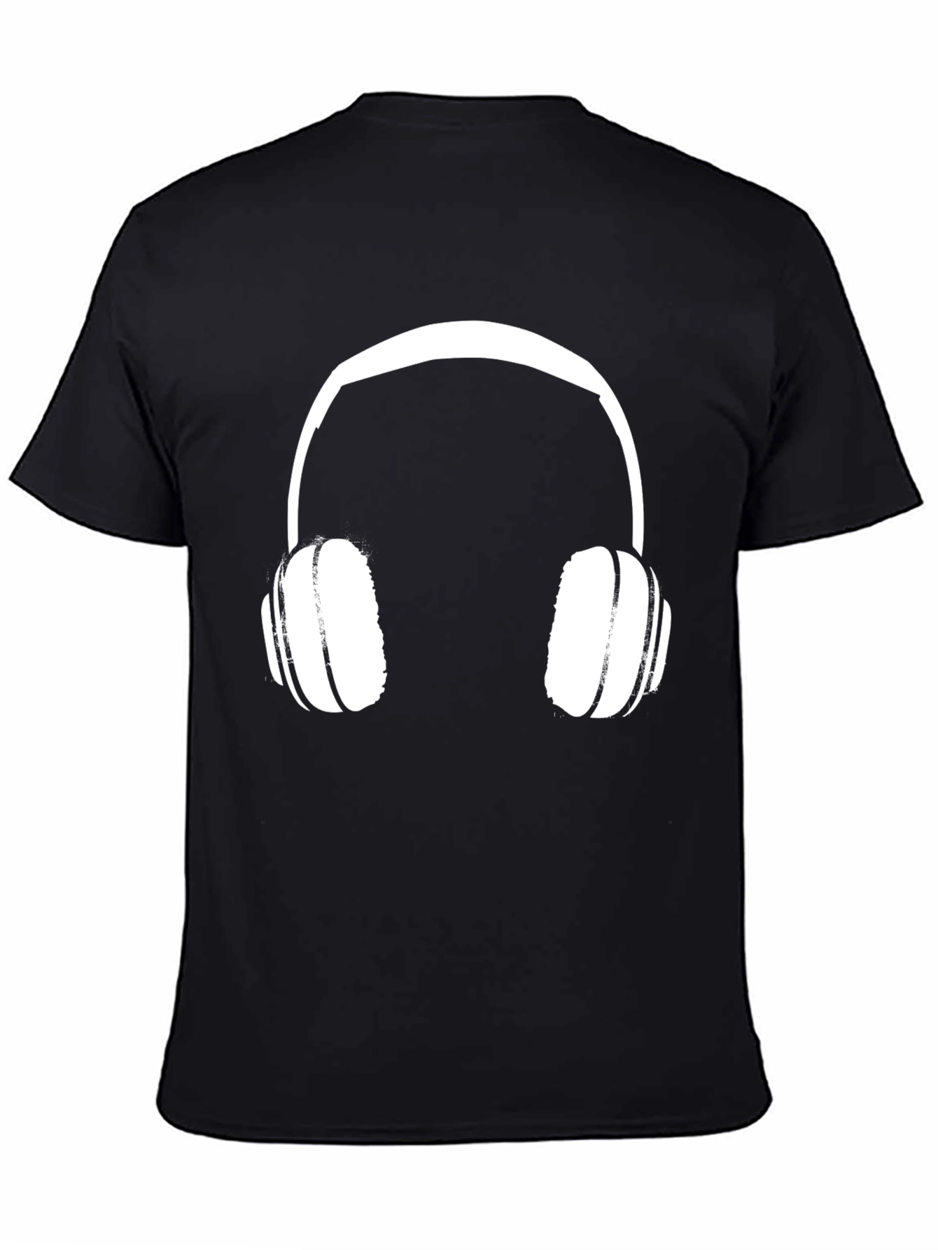 Headphone Graphic Tee - Black Cotton Casual Shirt