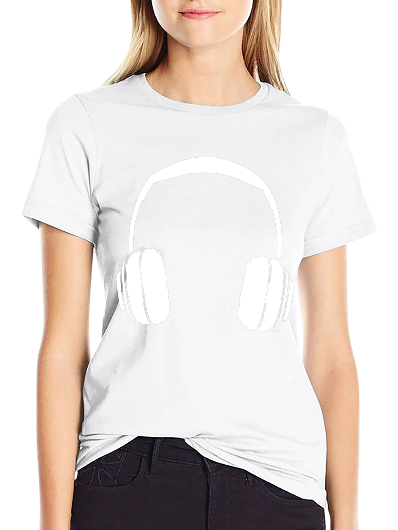 Headphone Graphic Tee - Black Cotton Casual Shirt