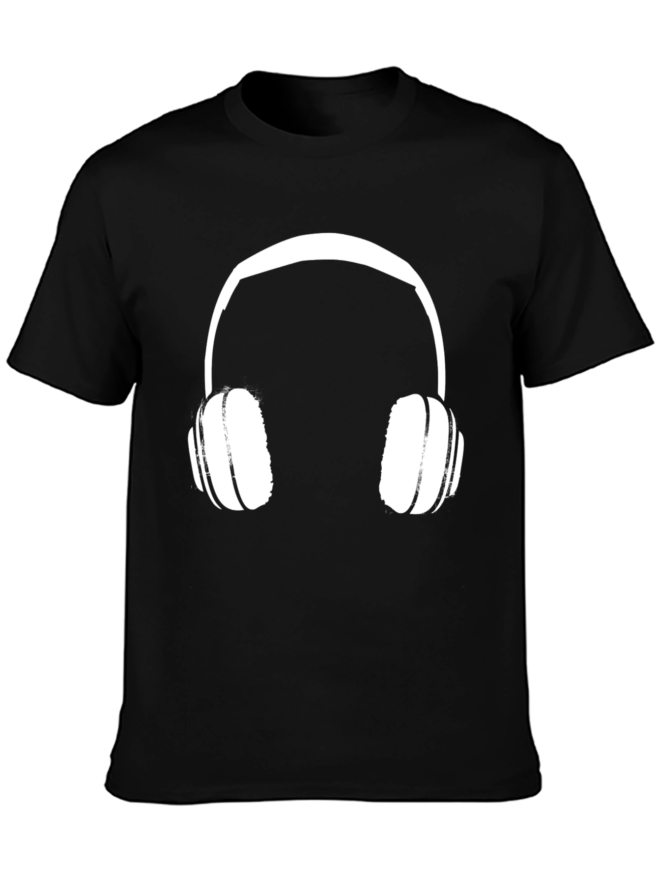 Headphone Graphic Tee - Black Cotton Casual Shirt