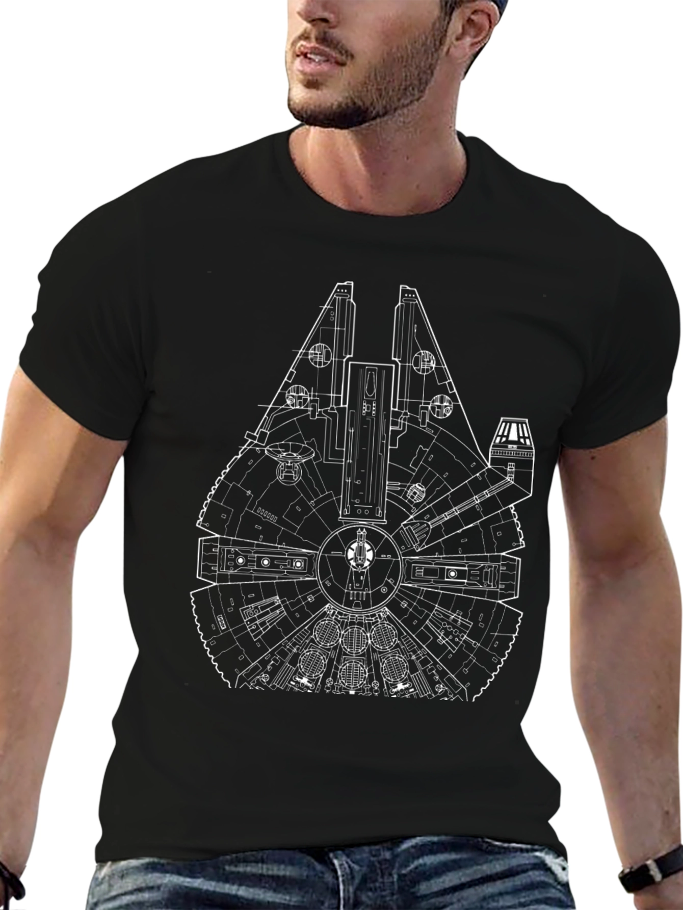 Millennium Falcon Blueprint T-Shirt - Black