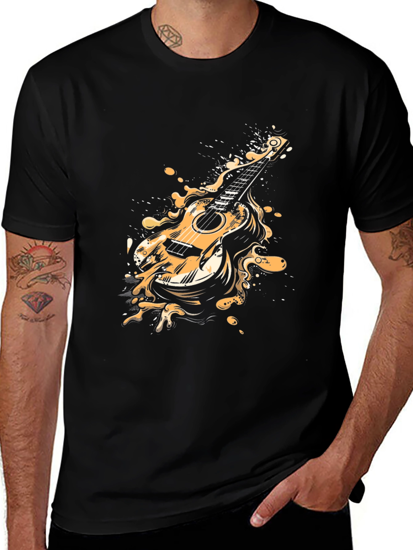 Guitar Splash Graphic Tee - Cool Musician T-Shirt