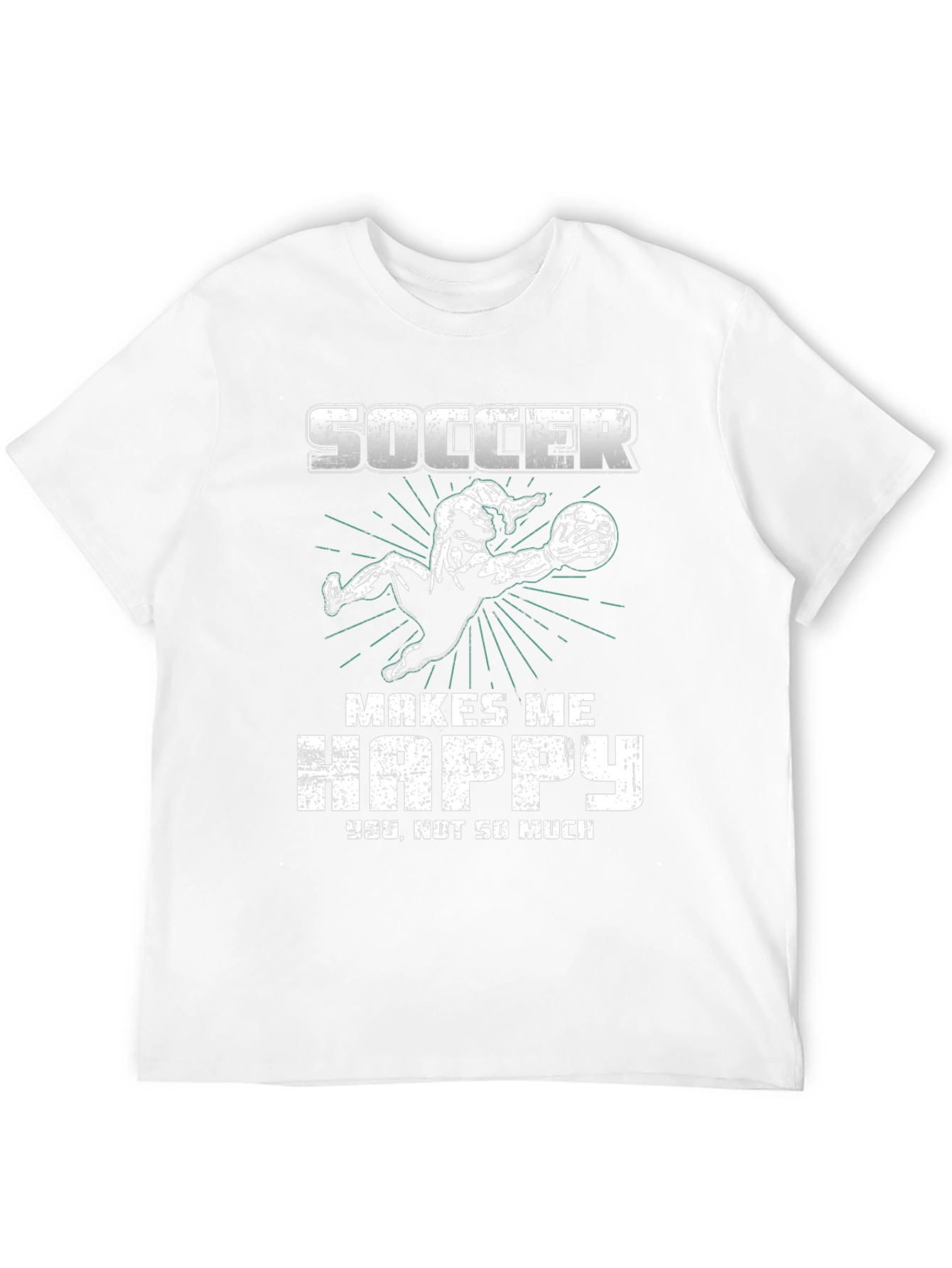 Soccer Makes Me Happy Black Graphic T-Shirt