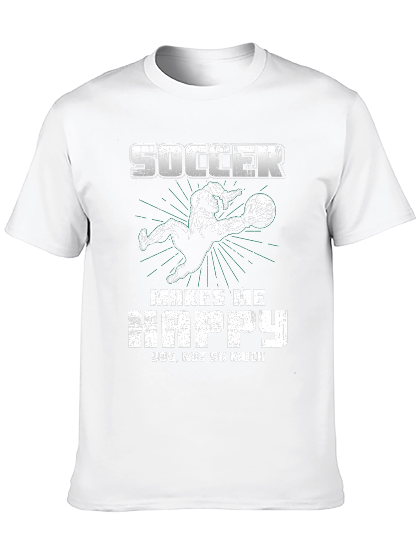 Soccer Makes Me Happy Black Graphic T-Shirt