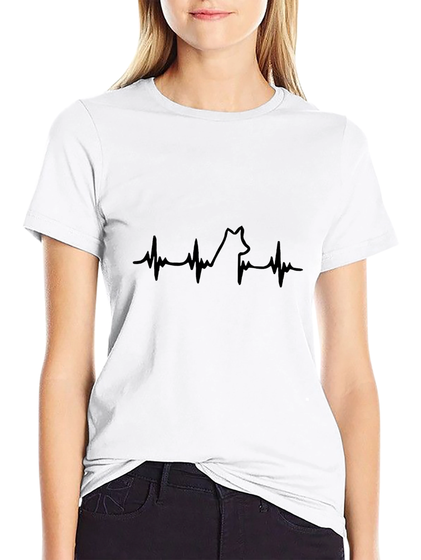 Dog Heartbeat Graphic Black T-Shirt