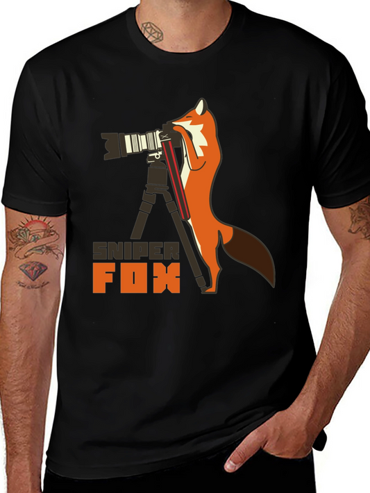 Sniper Fox Graphic Tee - Photographer Animal Humor Shirt