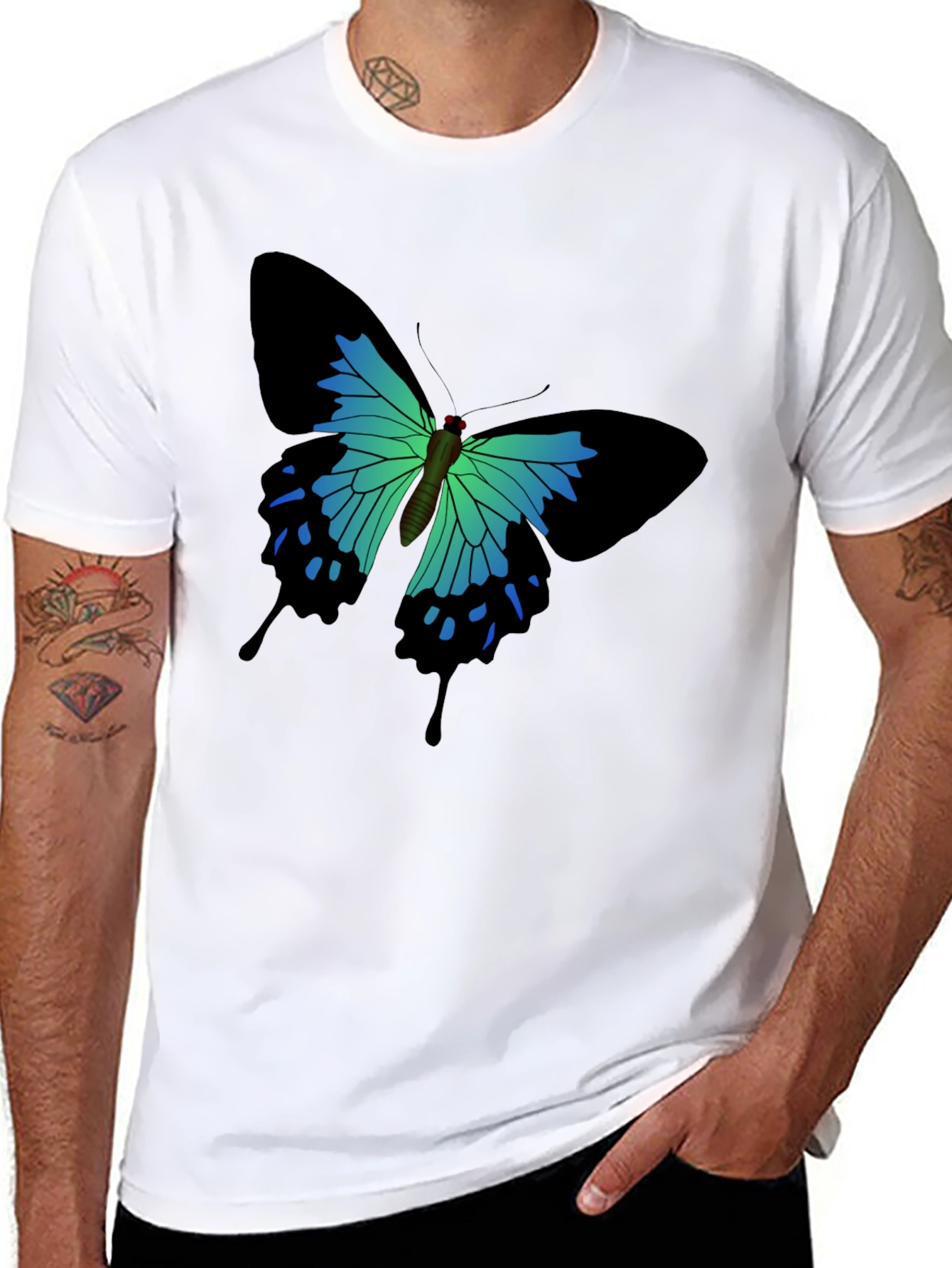 Butterfly Graphic Print Black T-Shirt