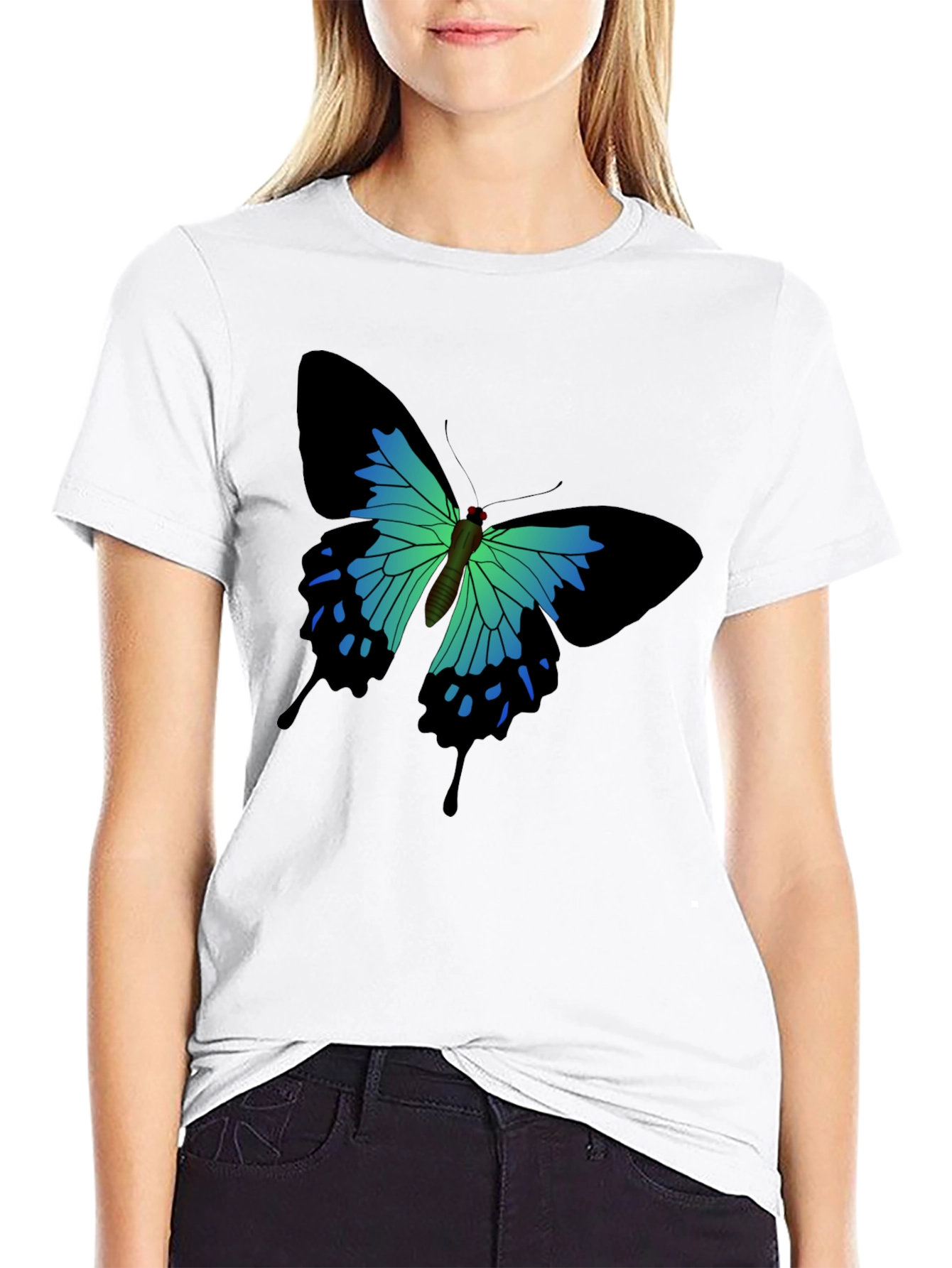 Butterfly Graphic Print Black T-Shirt