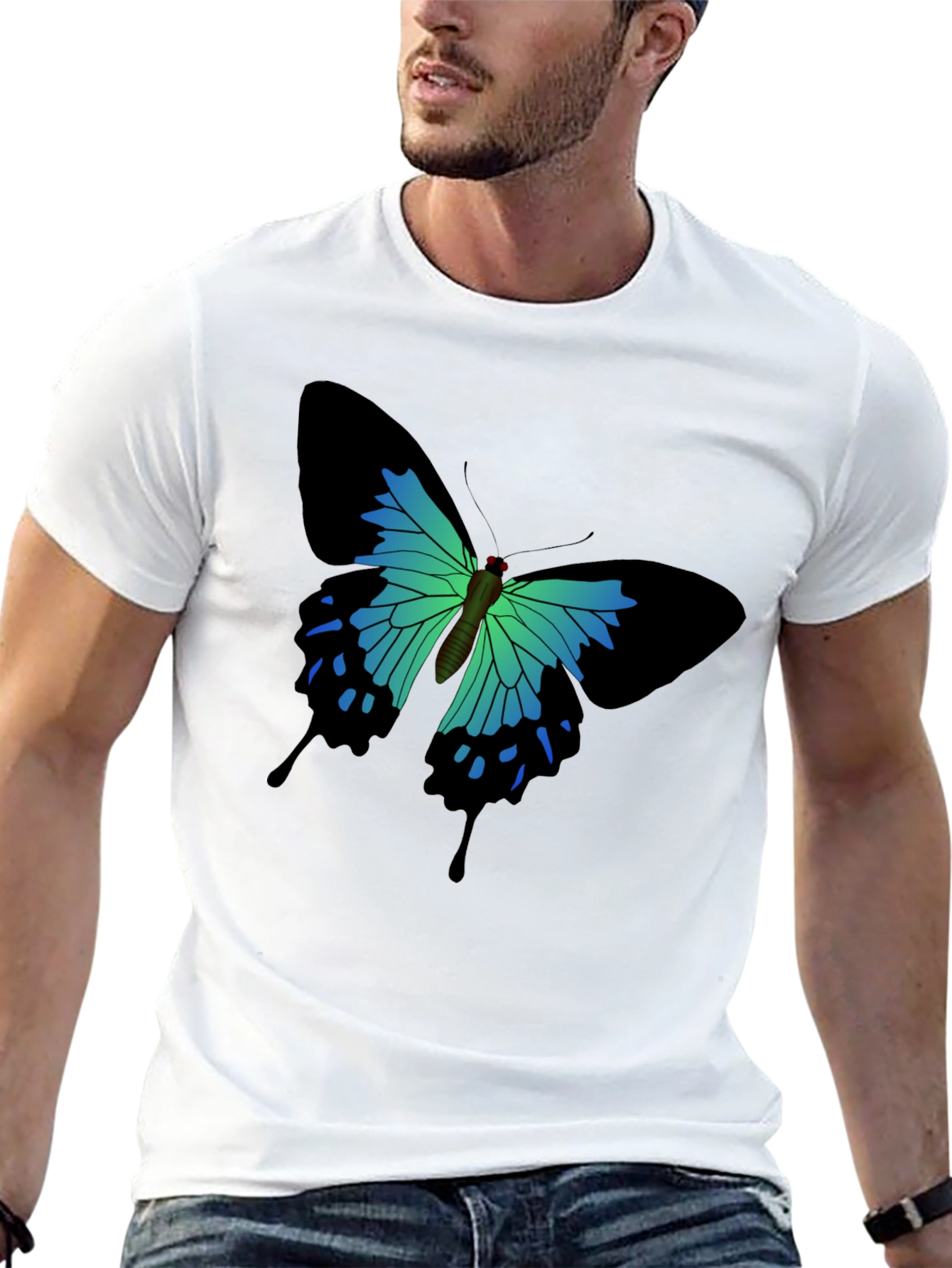 Butterfly Graphic Print Black T-Shirt