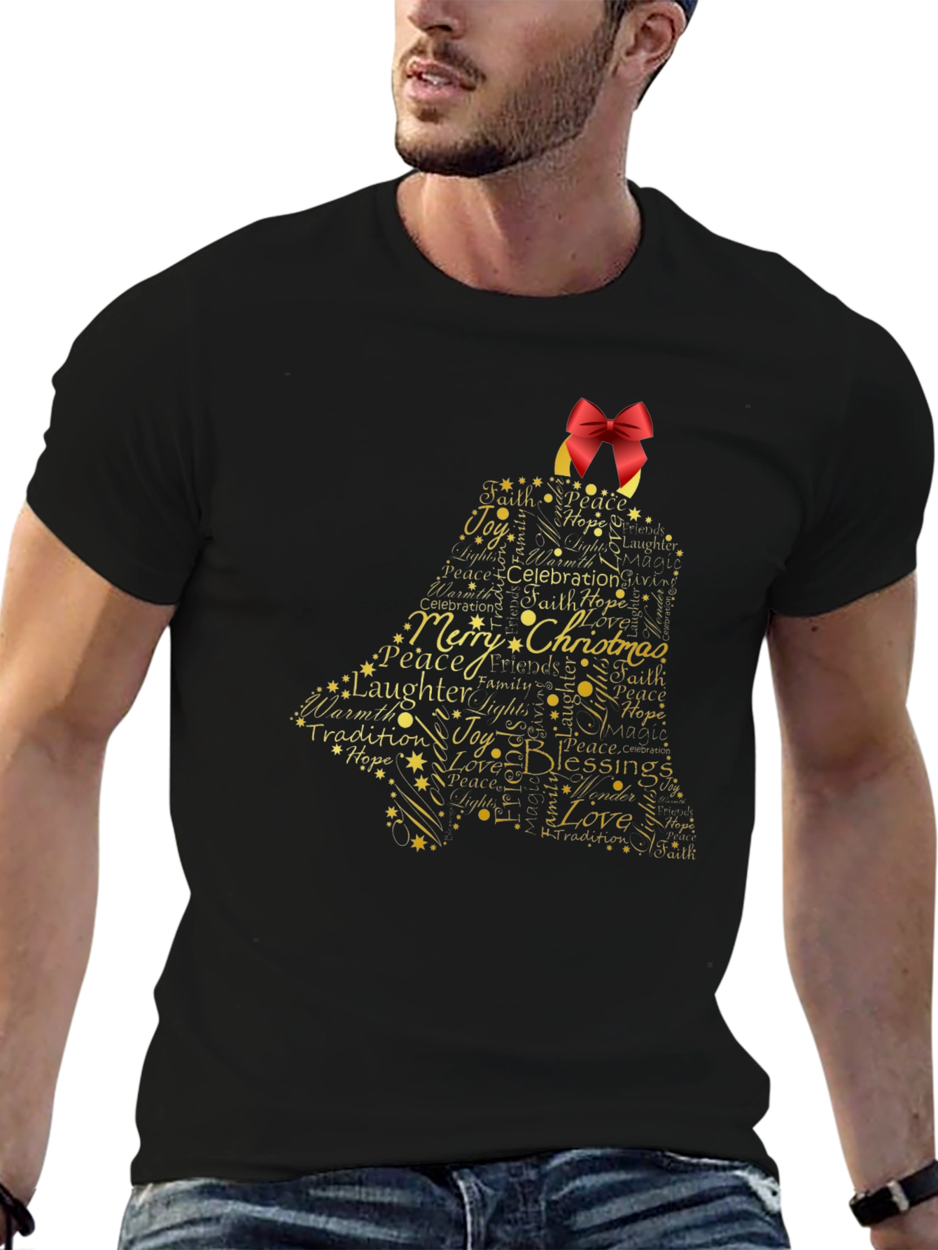Festive Christmas Bell Graphic T-Shirt