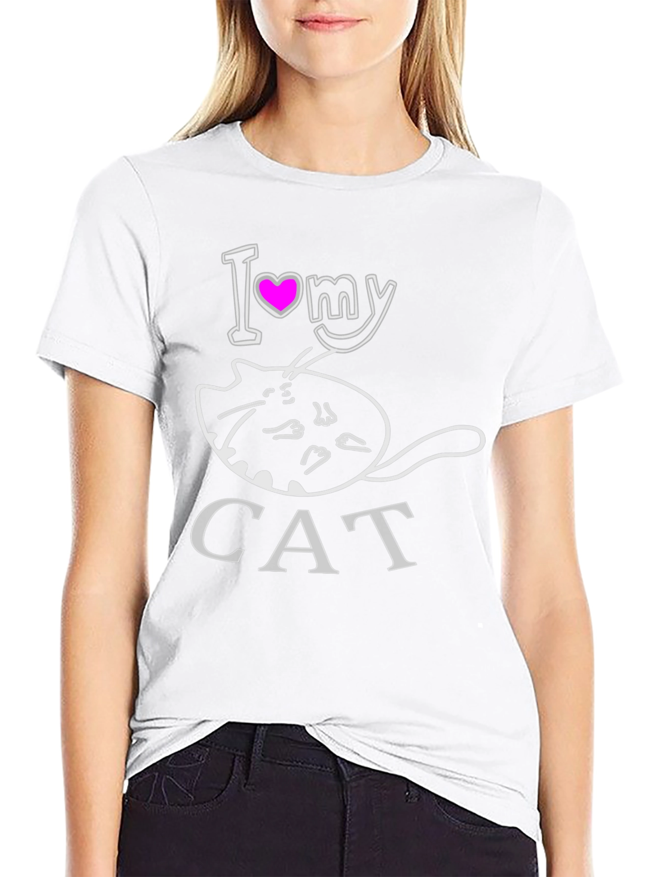 I Heart My Cat T-Shirt - Black Graphic Tee