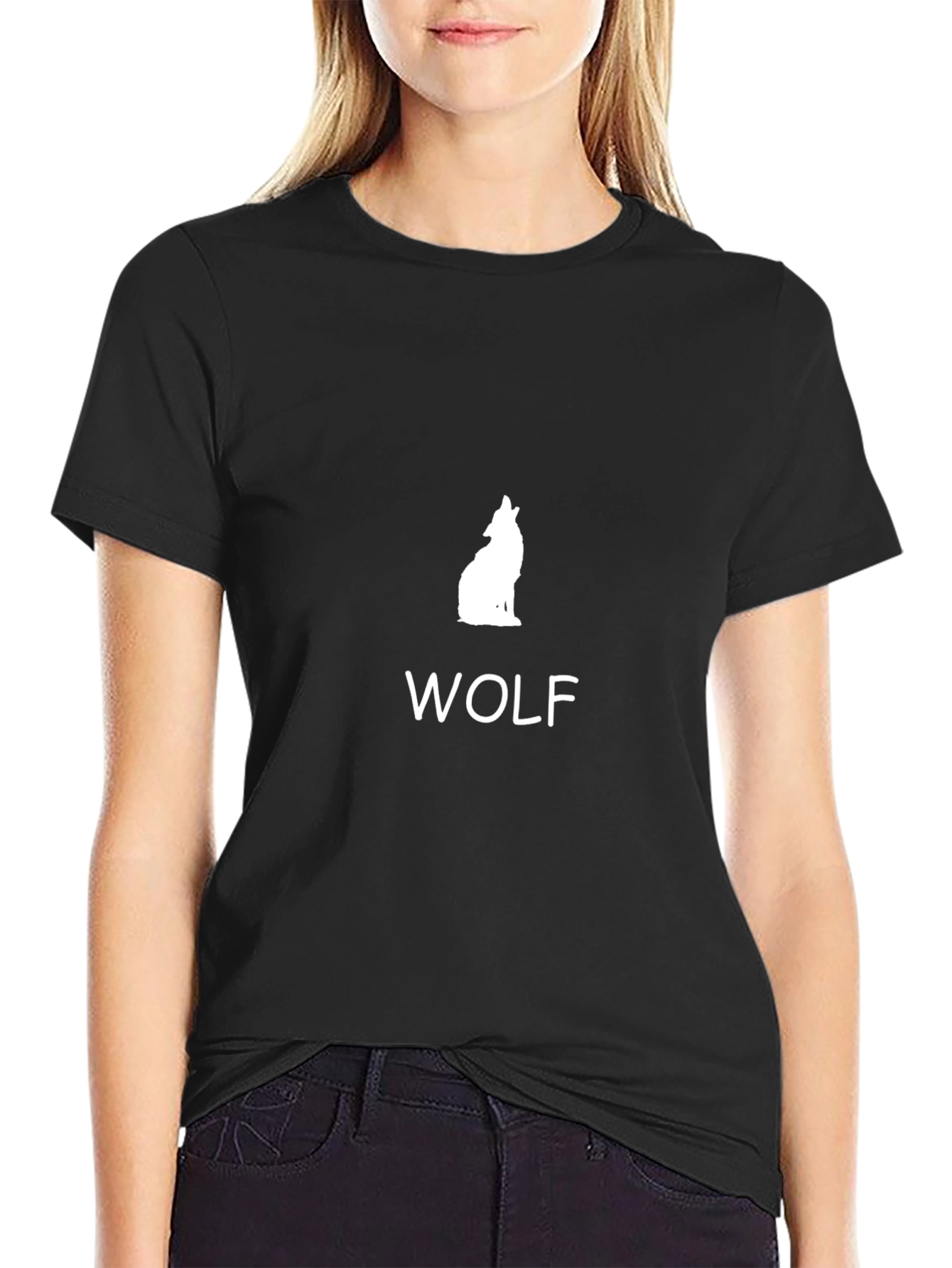 Wolf Graphic Tee - Black Cotton Blend T-Shirt