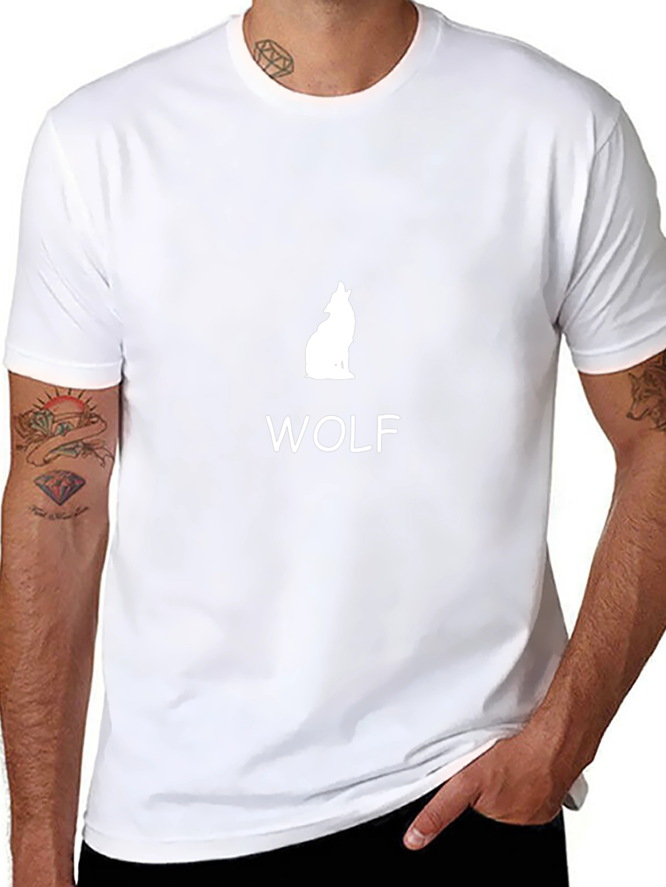 Wolf Graphic Tee - Black Cotton Blend T-Shirt