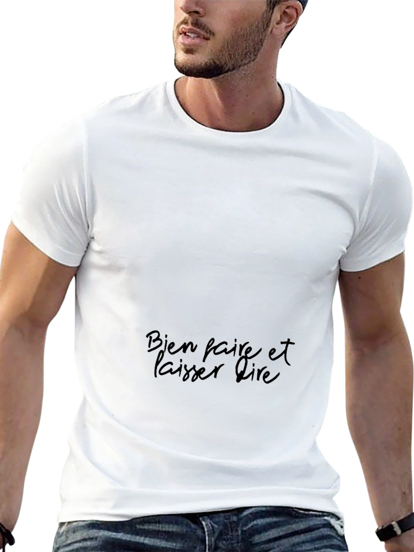 Mens Black T-Shirt with French Slogan