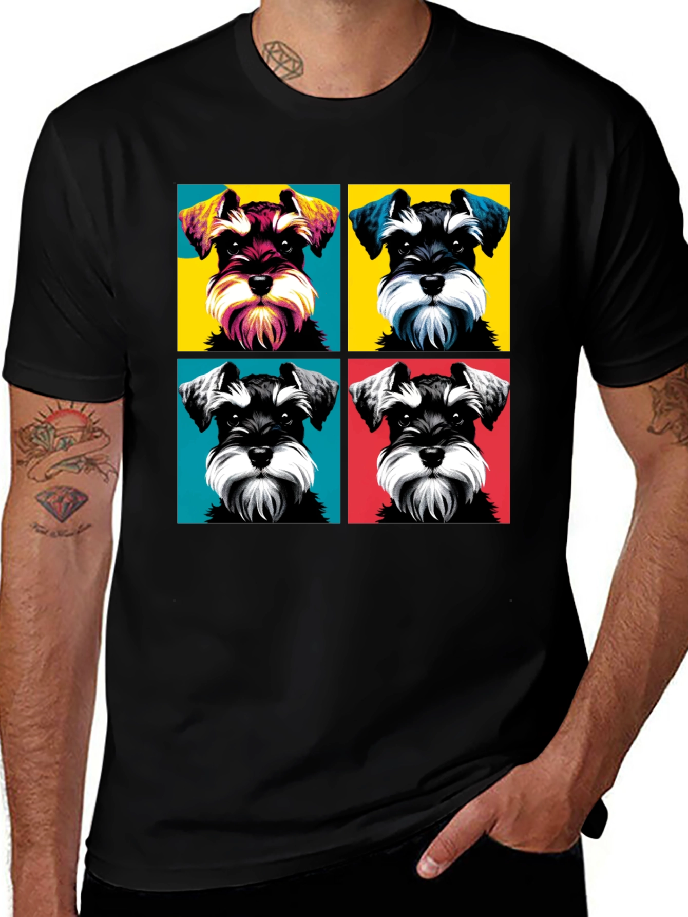 Schnauzer Pop Art Graphic T-Shirt
