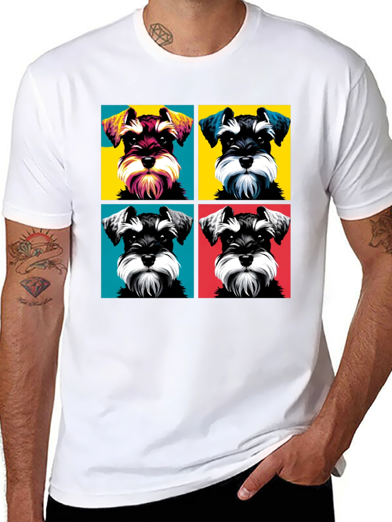 Schnauzer Pop Art Graphic T-Shirt