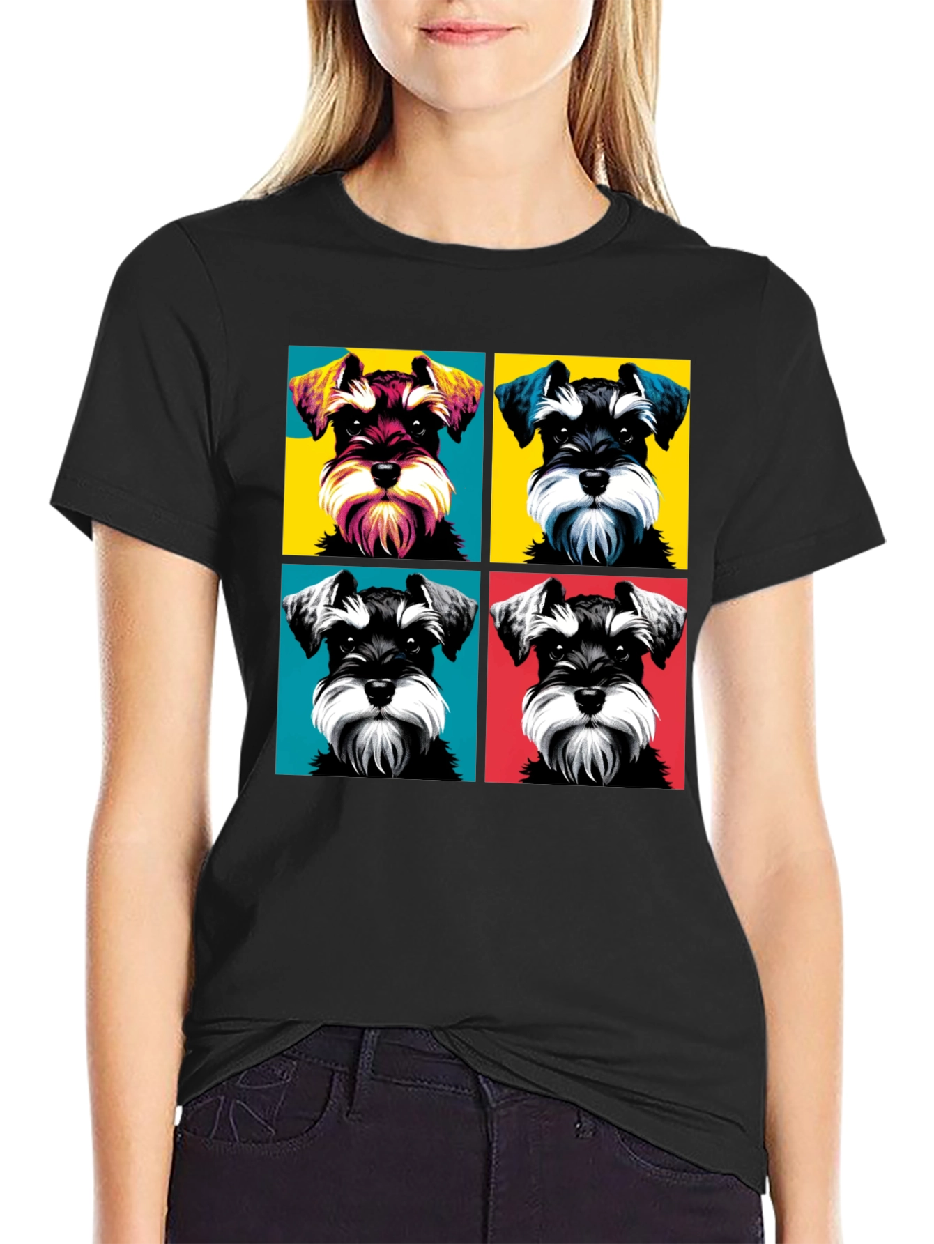 Schnauzer Pop Art Graphic T-Shirt