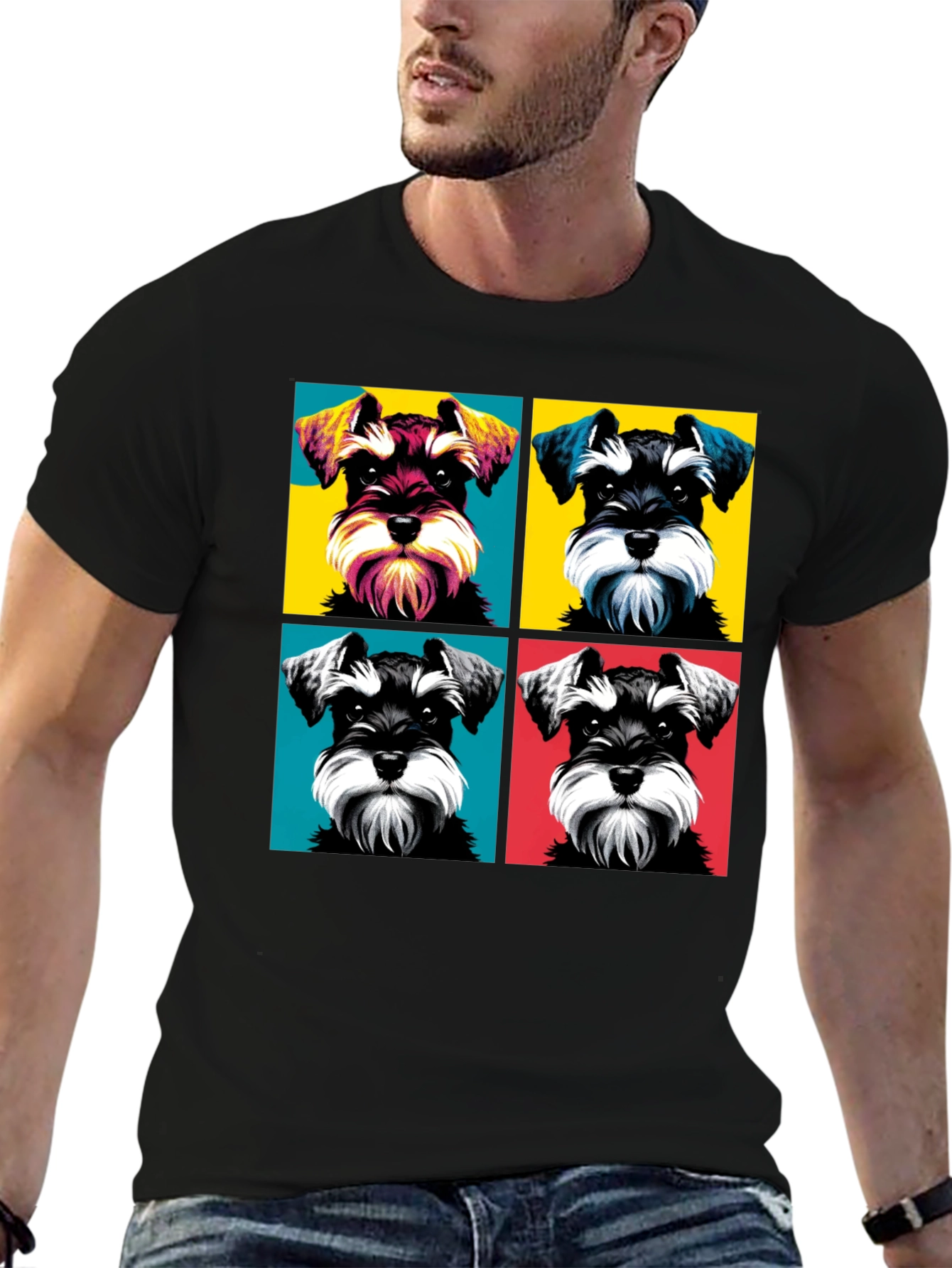 Schnauzer Pop Art Graphic T-Shirt