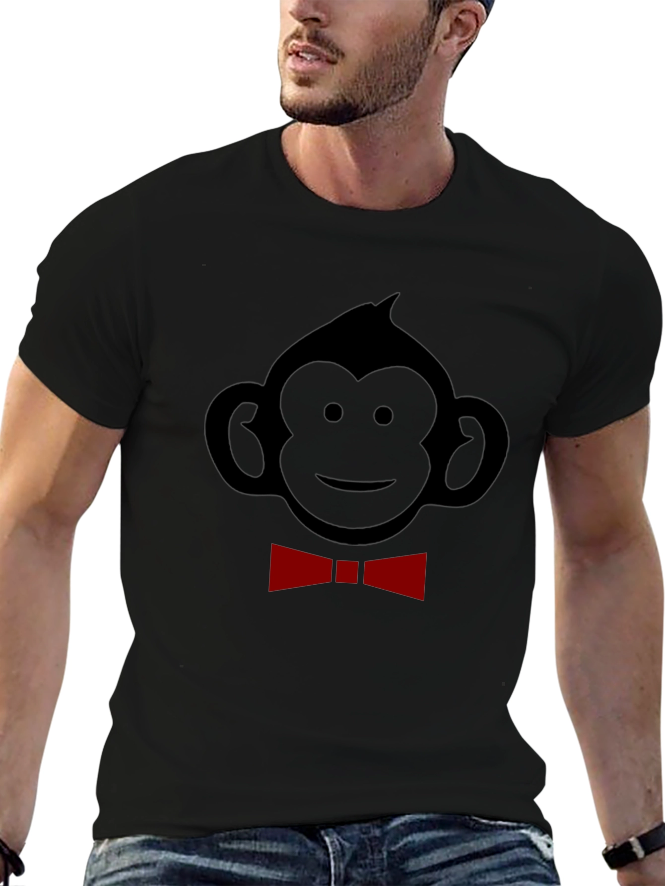 Monkey Bow Tie Graphic Tee - Black