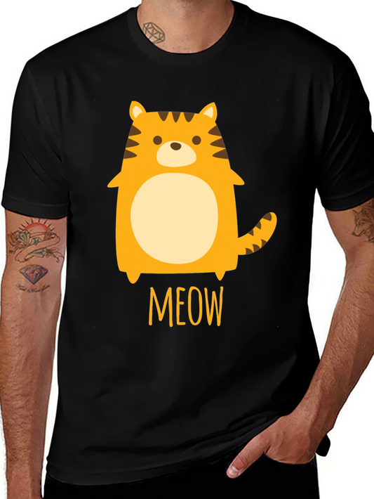 Cute Cartoon Tiger Meow Graphic T-Shirt