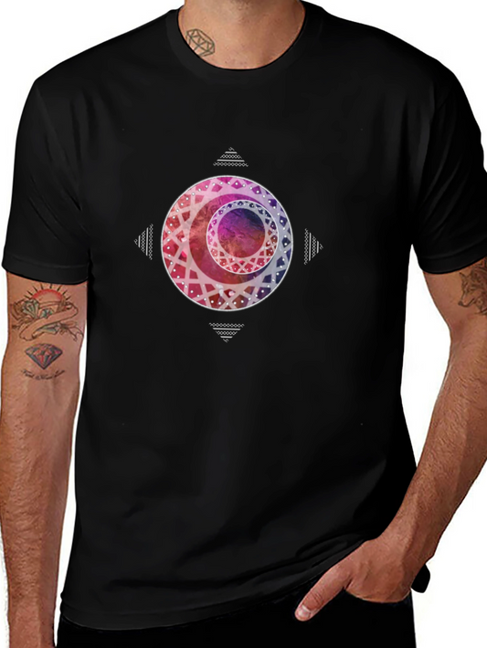 Geometric Circle Graphic Tee - Trendy Casual Wear