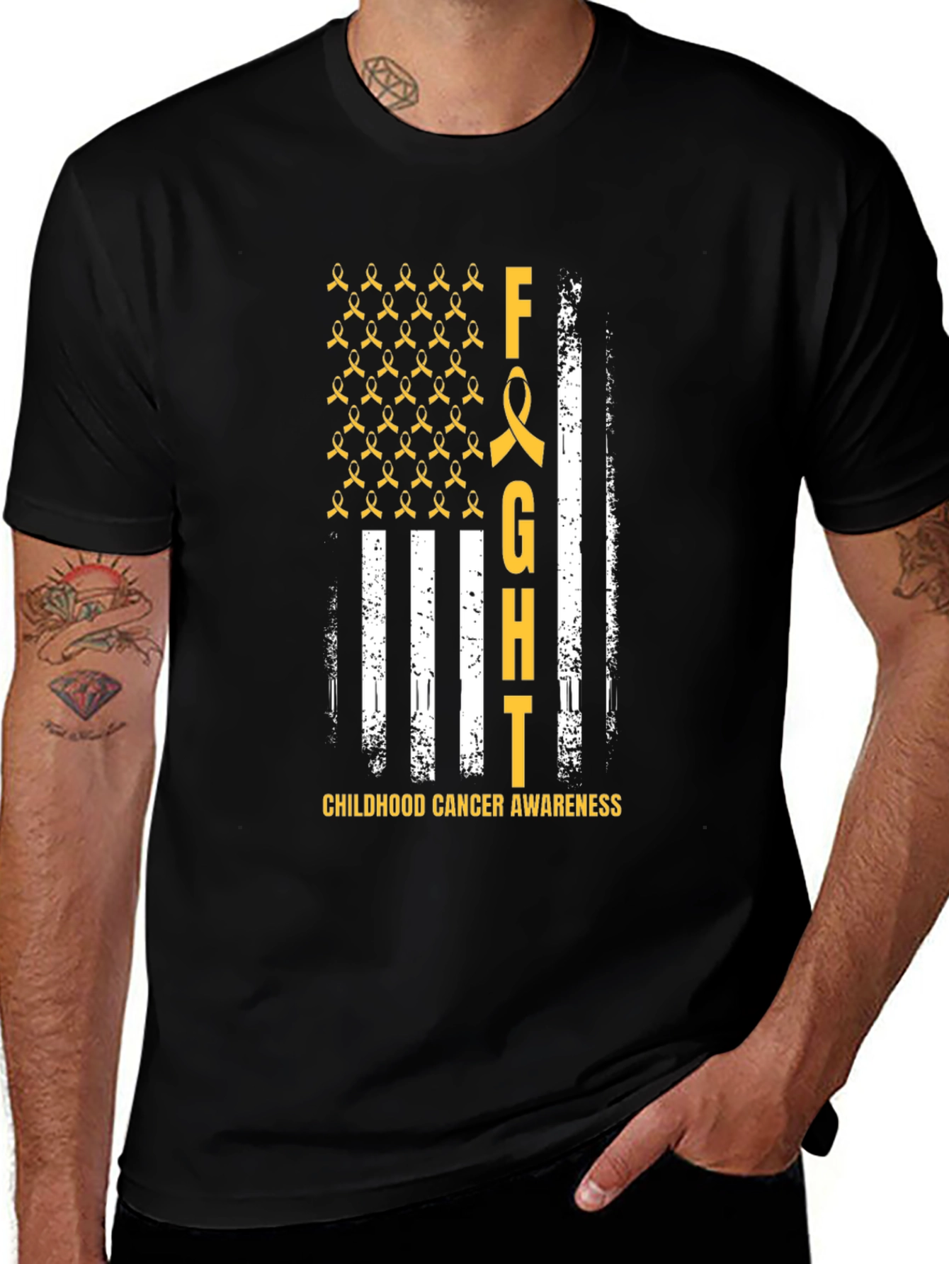 Childhood Cancer Awareness Ribbon Flag T-Shirt