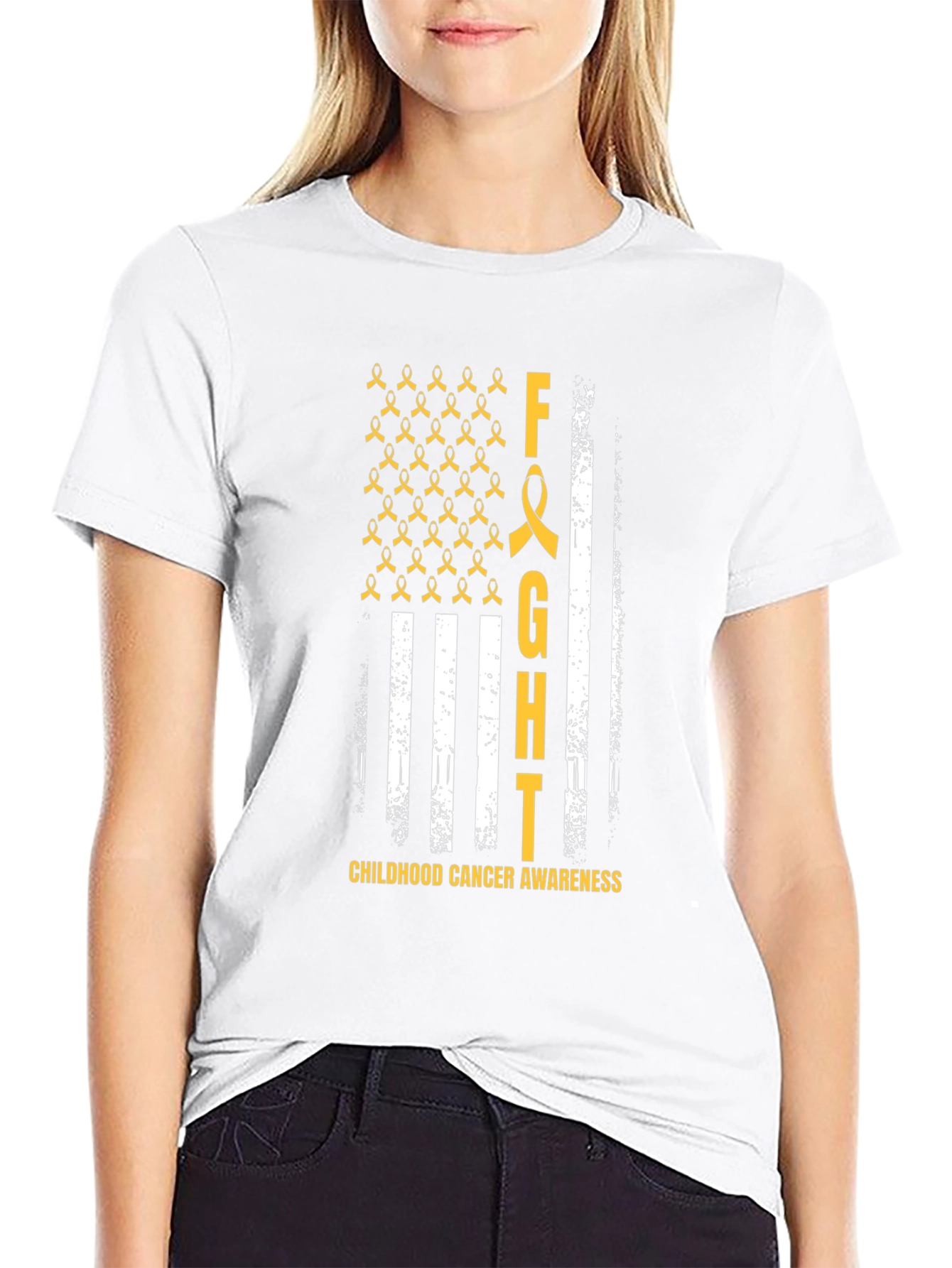 Childhood Cancer Awareness Ribbon Flag T-Shirt