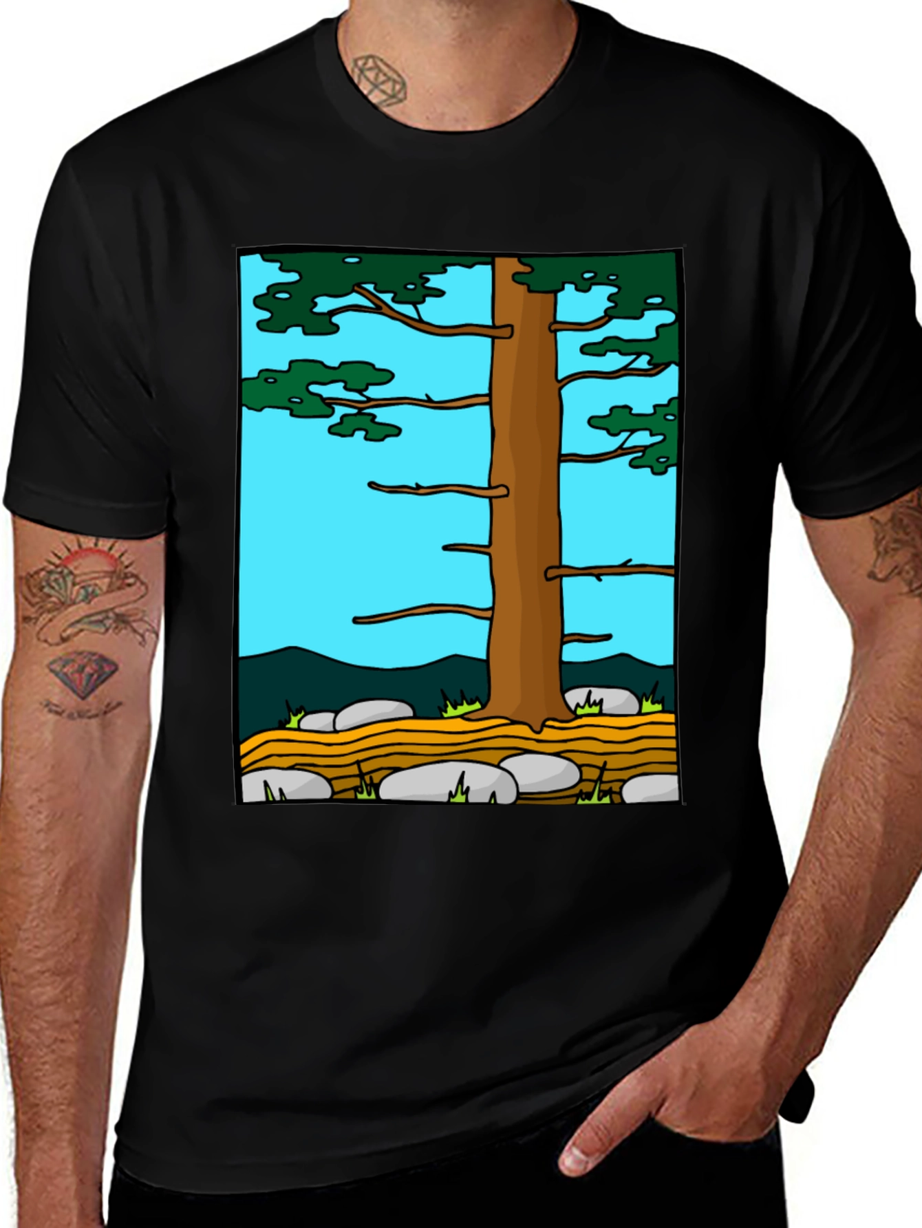 Nature Tree Graphic Tee - Black