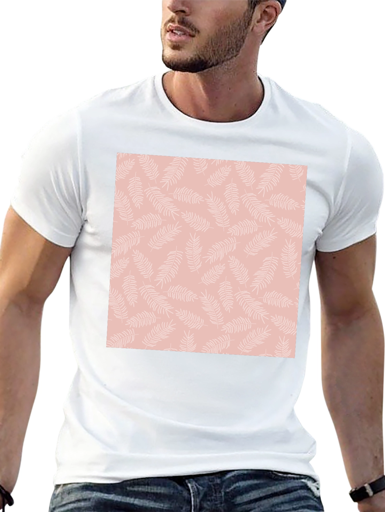 Black T-Shirt with Floral Pattern