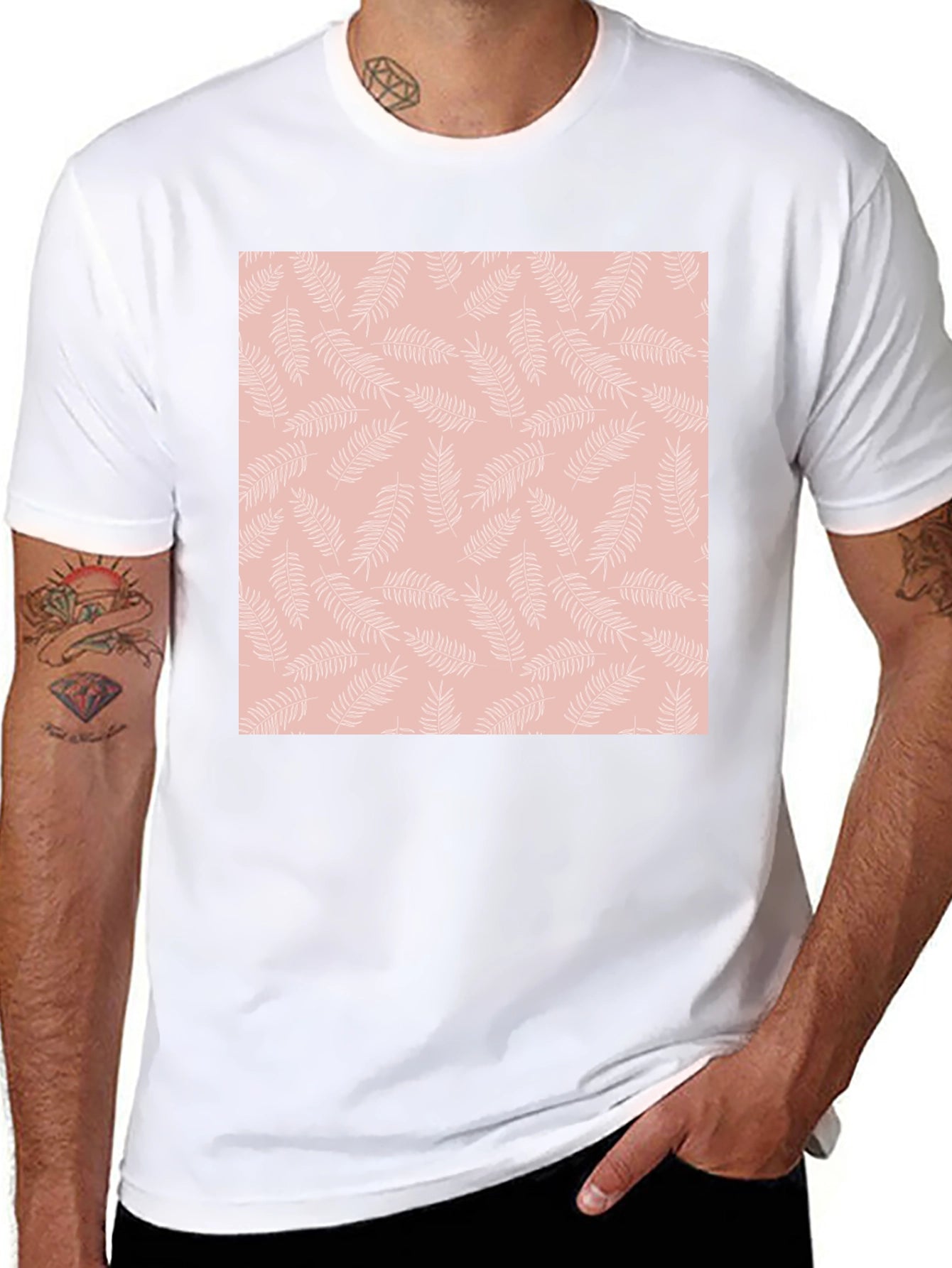 Black T-Shirt with Floral Pattern