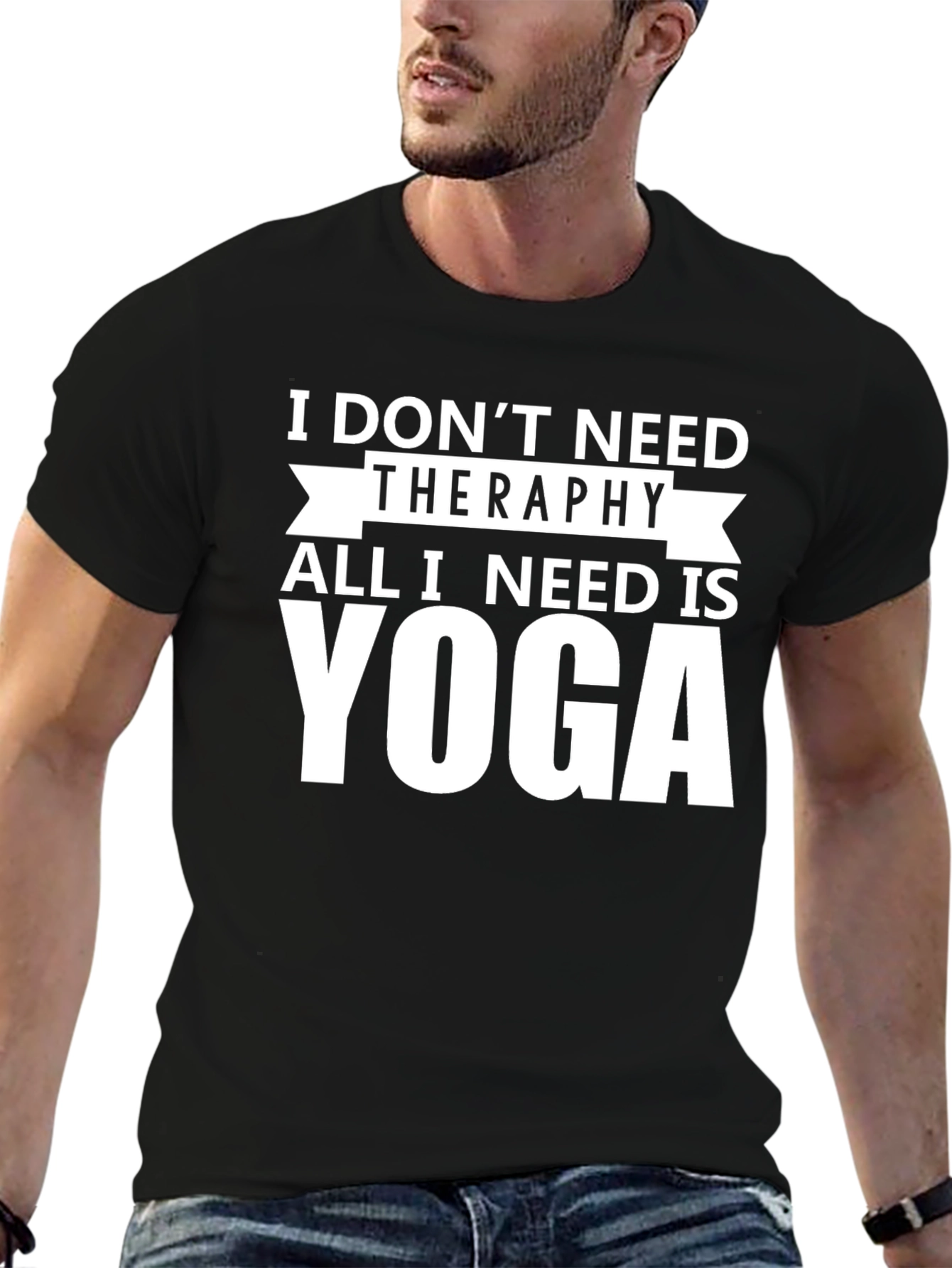 Yoga Therapy Graphic Tee - Black Cotton T-Shirt