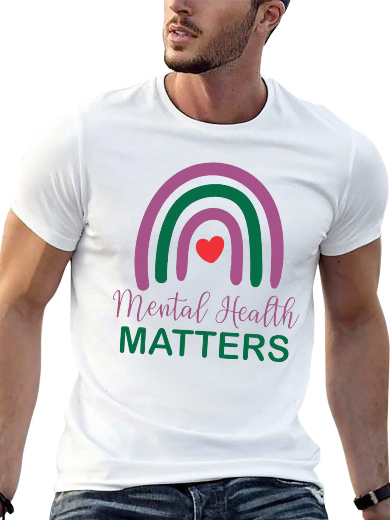 Mental Health Matters Rainbow Graphic T-Shirt
