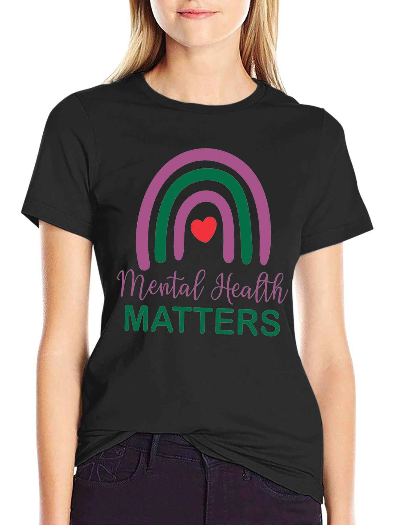 Mental Health Matters Rainbow Graphic T-Shirt