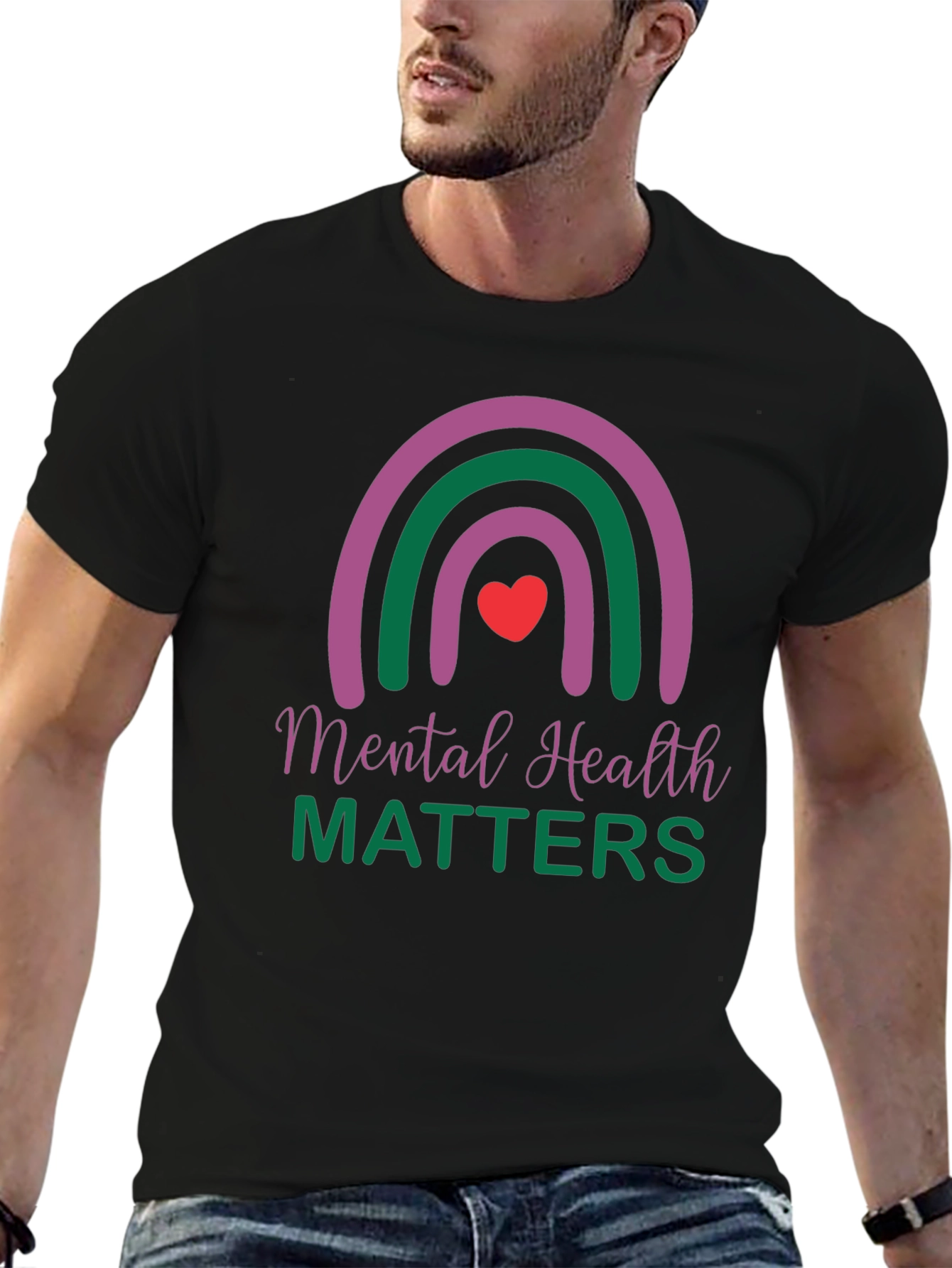 Mental Health Matters Rainbow Graphic T-Shirt