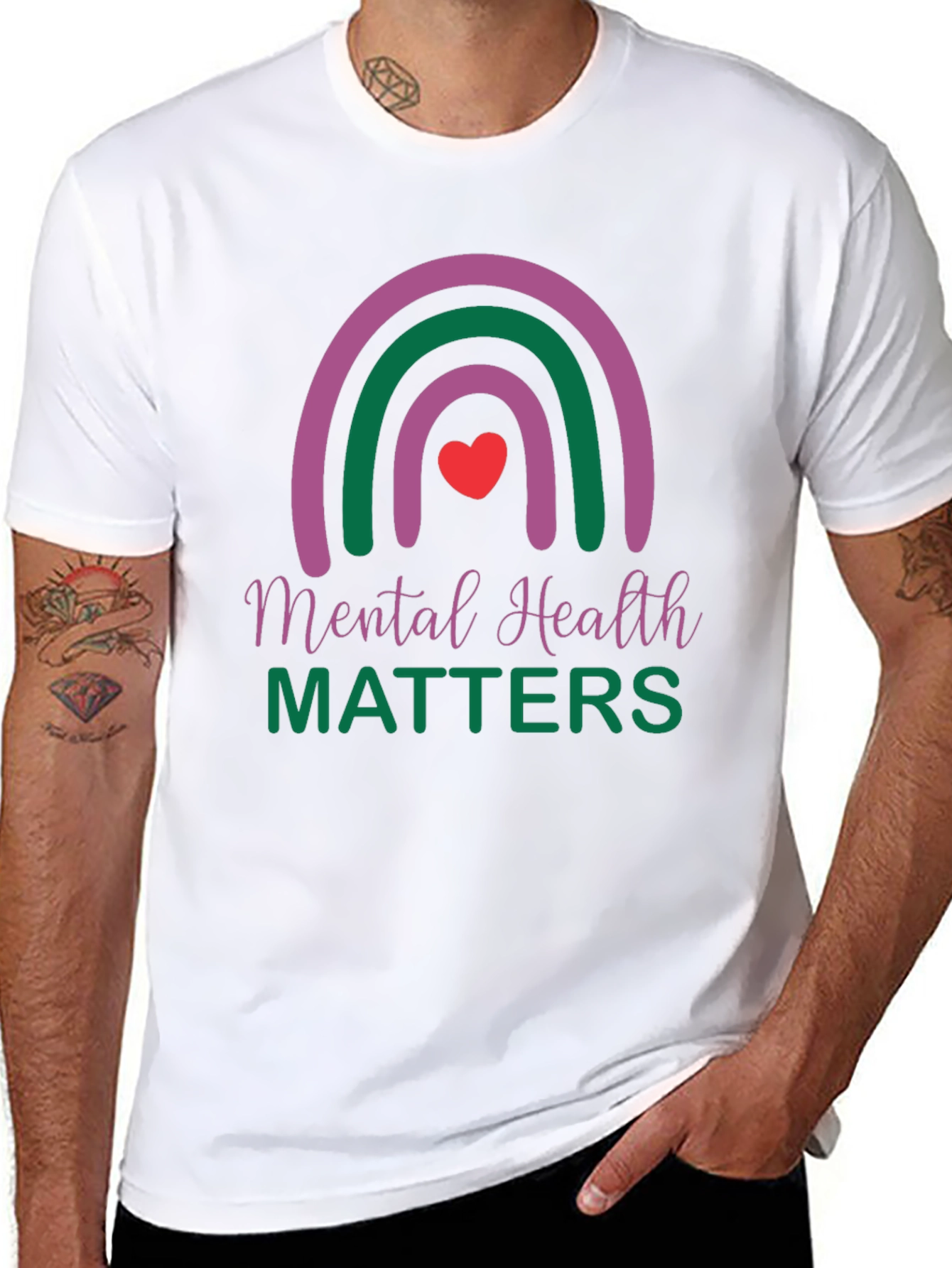 Mental Health Matters Rainbow Graphic T-Shirt