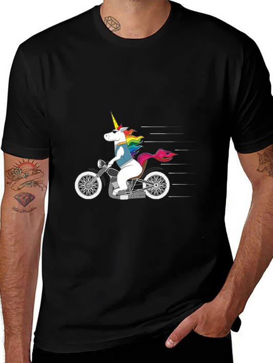 Unicorn Motorcycle T-Shirt - Black Graphic Tee