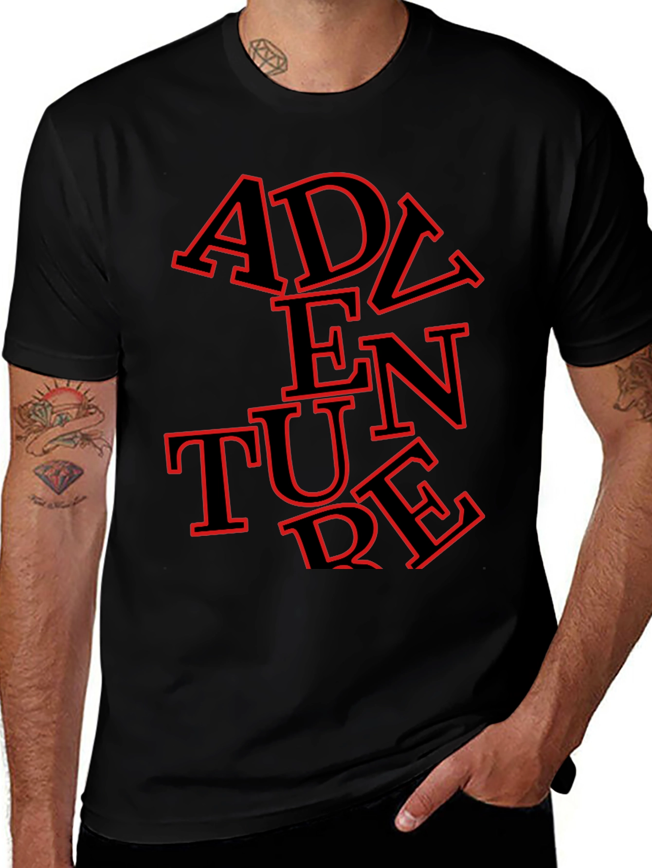Adventure Graphic Tee - Stylish Mens Black T-Shirt
