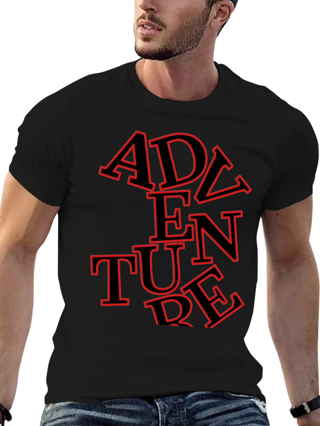 Adventure Graphic Tee - Stylish Mens Black T-Shirt
