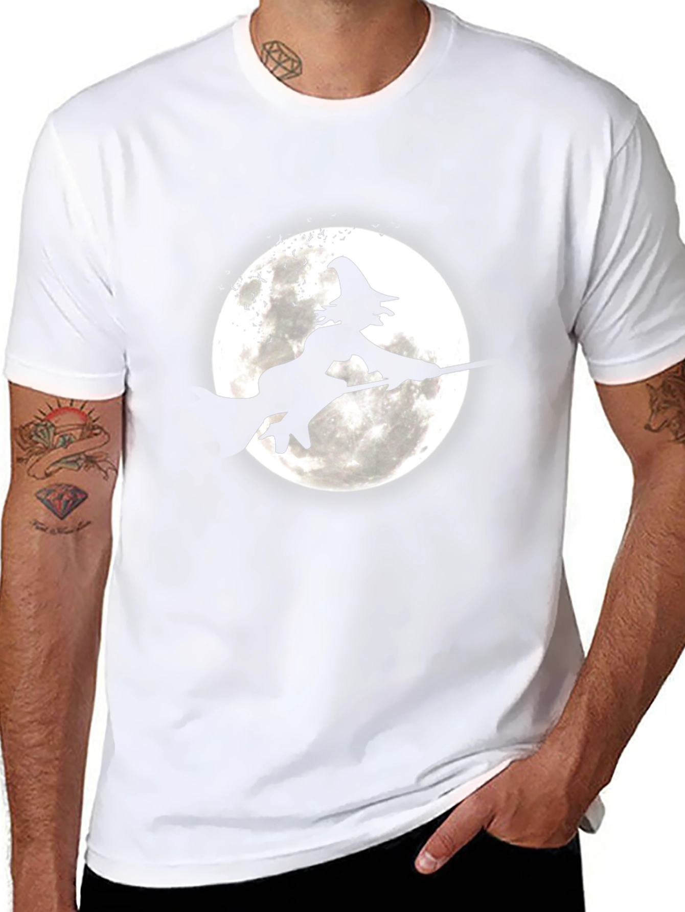 Witch on Broomstick Graphic Tee - Halloween Shirt