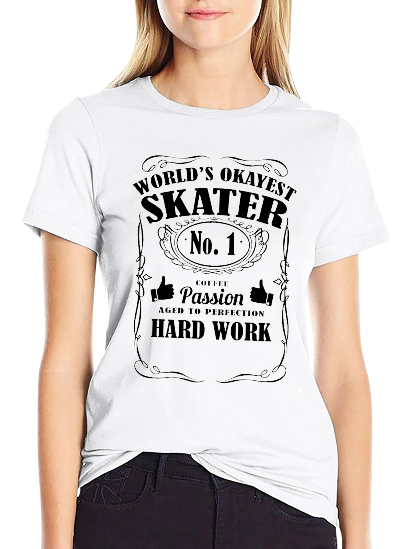 Worlds Okayest Skater Black Graphic T-Shirt