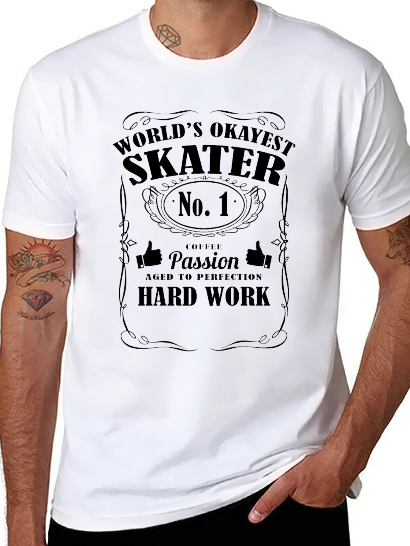 Worlds Okayest Skater Black Graphic T-Shirt