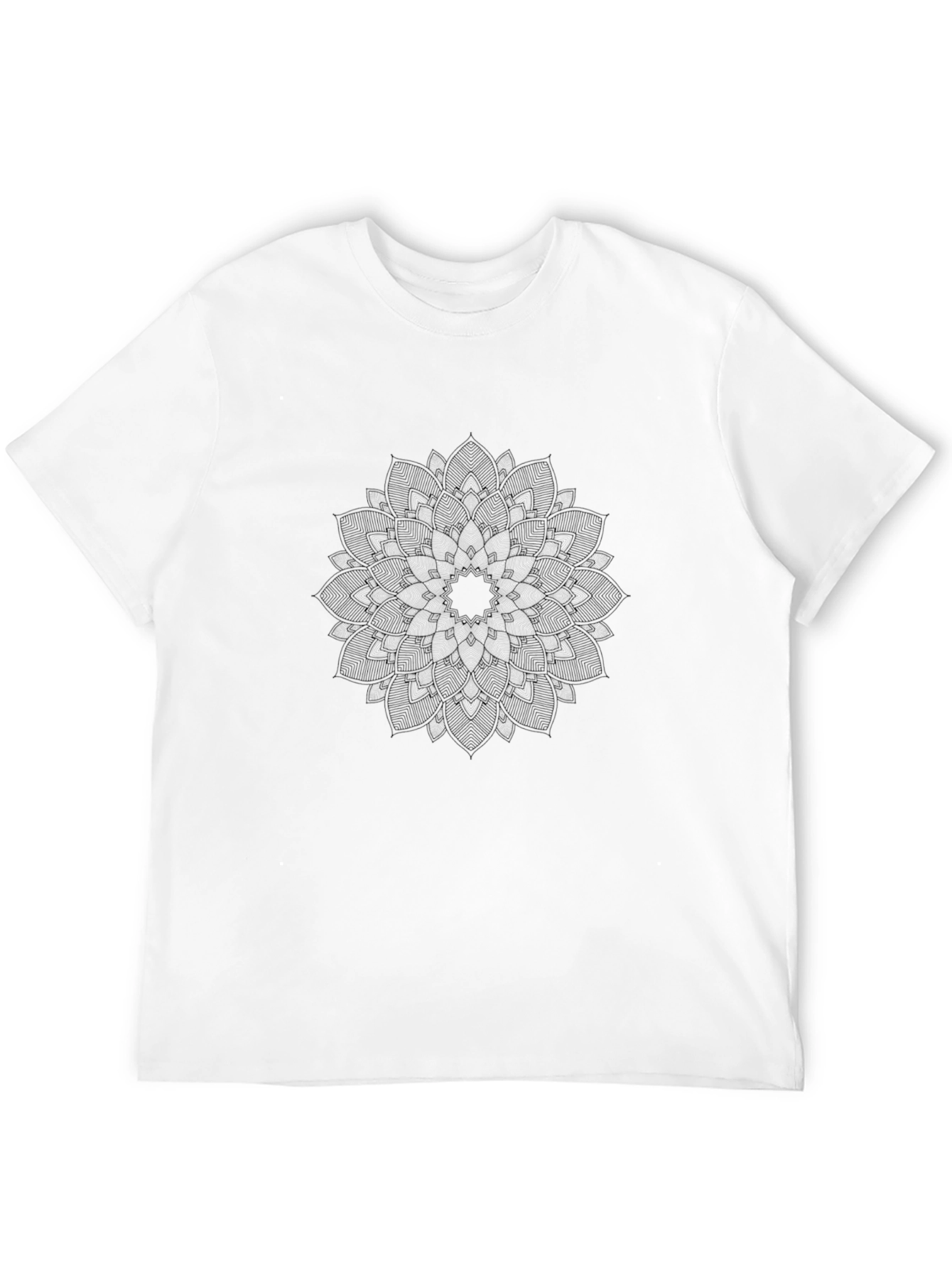 Mandala Print Black Crew Neck Tee