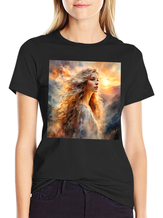 Artistic Woman Portrait Black T-Shirt