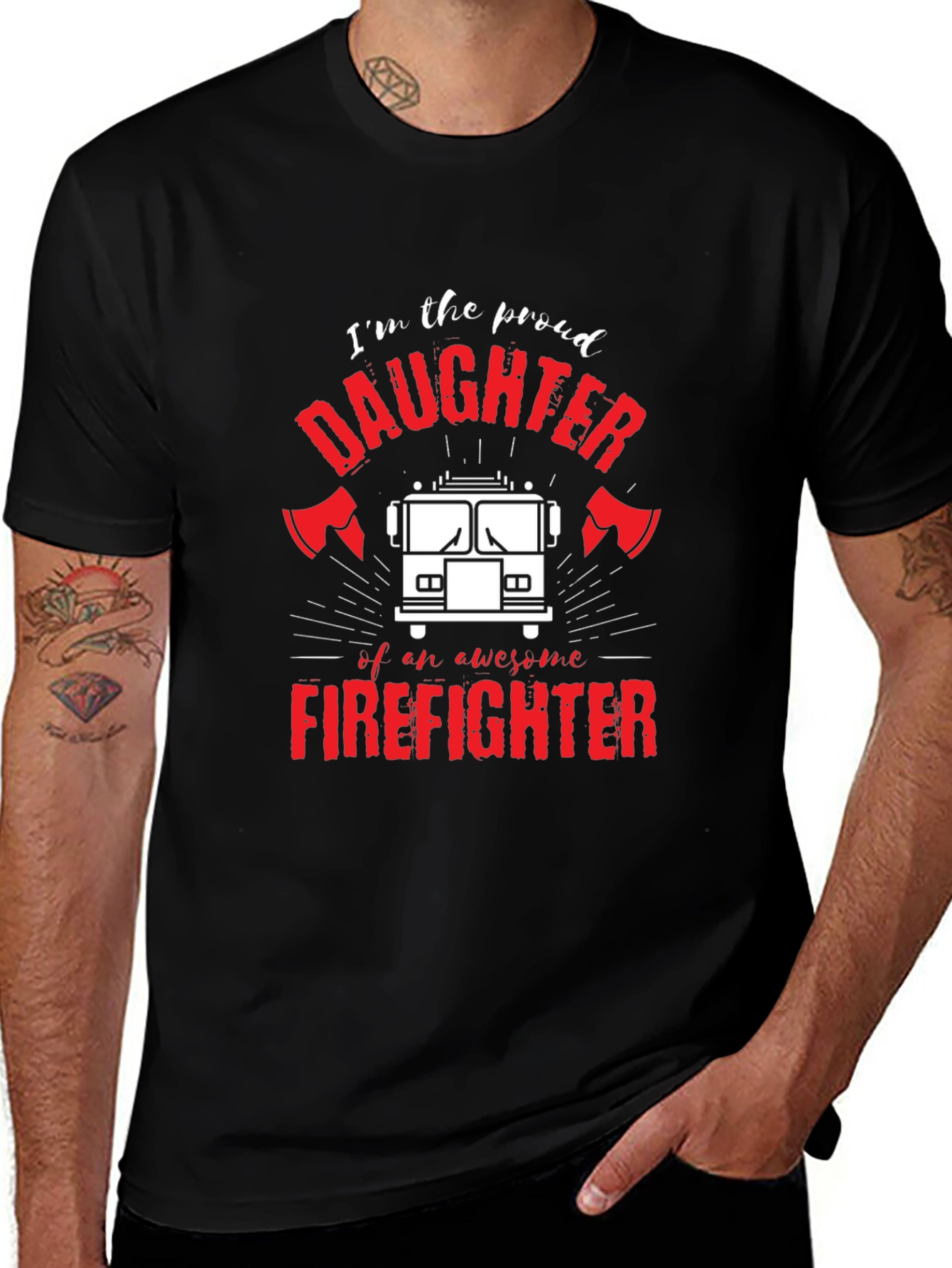 Proud Firefighter Daughter Graphic Tee