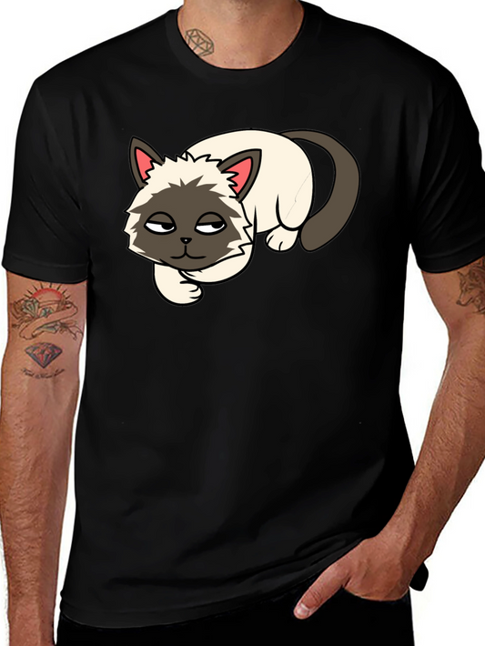 Black T-Shirt with Lazy Cat Graphic