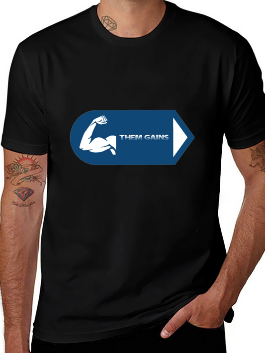Them Gains Black T-Shirt for Fitness Enthusiasts
